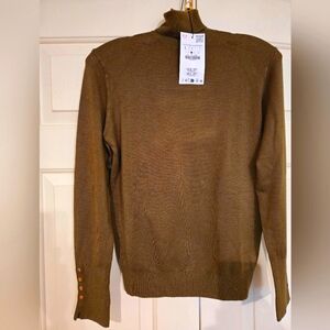 Women's Zara Brand Lightweight MOSS GREEN Turtleneck Sweater